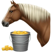 Realistic horse eating out of bucket  sticker