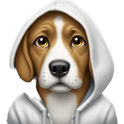 Withe Dog wearing a hoodie sticker