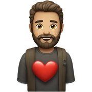Same bearded man with a heart sticker