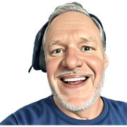 smiling old man in blue sticker
