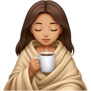 girl inside a blanket sipping coffee eyes closed sticker