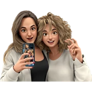 girls taking playful selfie sticker