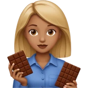 Dark bonde girl with chocolate sticker