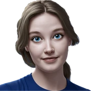 smiling girl in blue shirt sticker