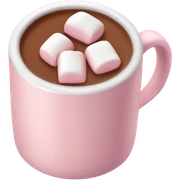 Light Pink mug of hot chocolate with marshmallows  sticker