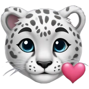 cute snow leopard shows a heart sticker