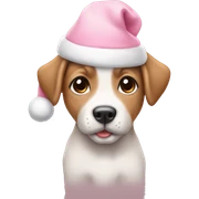 cute puppy wearing light pink christmas hat sticker