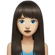 Dark brown long hair fringe girl with blue eyes sticker