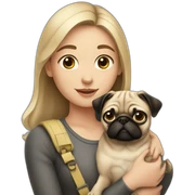 Girl holding pug  sticker