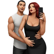 couple selfie in black dress sticker