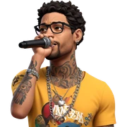 male vocalist with necklace and tattoos sticker