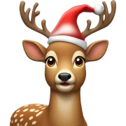 A deer wearing a Santa hat sticker