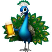 peacock holding a beer sticker