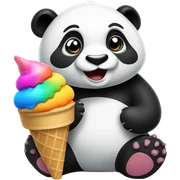 Panda eating ice cream sticker