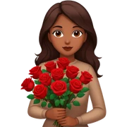 Brown woman with long dark brown hair holding red roses sticker
