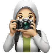 asian woman holding a nikon camera sticker