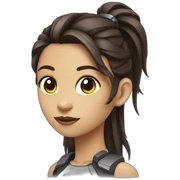 Cyborg girl dark brown long hair sticker