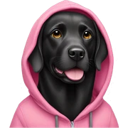 black labrador wearing a pink hoodie sticker