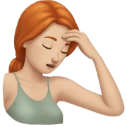 Women redhead, face, exhausted, hand on head sticker