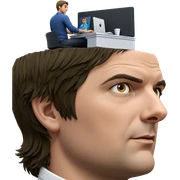 focused boy at computer sticker