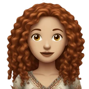 pale woman with long dark red curly hair wearing boho top sticker