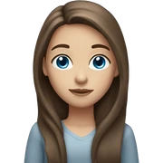 girl with long brown hair, blue eyes sticker