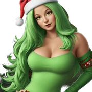 santa girl with green hair sticker