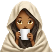 girl inside a blanket sipping coffee eyes closed sticker
