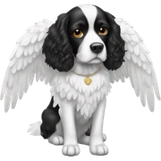 black and white spaniel with angel wings sticker