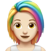 Emma Myers with rainbow hair pale skin sticker