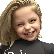 blonde boy with a smile sticker