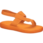 orange colored sandals with no oranges  sticker
