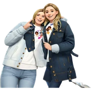 smiling girls in denim jackets sticker