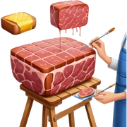 artist painting a SPAM meat landscape  sticker