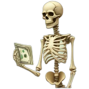 The skeleton gives money sticker