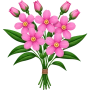 big bouquet pink Balsamina flower stem, leaf sticker