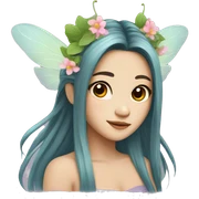 fairy asian long hair with flower wings sticker