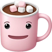 Light Pink mug of hot chocolate with marshmallows  sticker