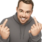 smiling boy giving middle finger sticker