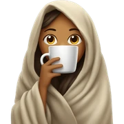 girl inside a blanket sipping coffee eyes closed sticker