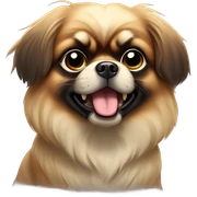 Tibetan spaniel, small, fluffy face with soft brown fur, large expressive black eyes, and a dark nose. Its floppy ears frame the face, and its alert, curious expression draws attention. sticker