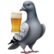 pigeon holding a beer sticker