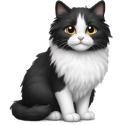black and white fluffy cat sticker