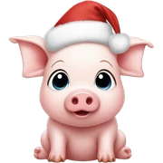 Baby pig wearing Santa hat blowing a kiss sticker