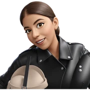 smiling girl in leather jacket sticker