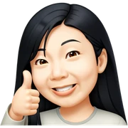 Asian girl with long hair giving thumbs up sticker