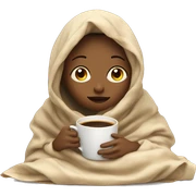 girl inside a blanket sipping coffee eyes closed sticker