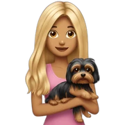 Lady—longhair-with-yorkie-on-hand sticker