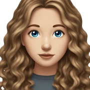 White girl blue eyes with long wavy brown hair with brown highlights balayage  sticker