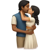 Indian man kissing white brunette girl sticker